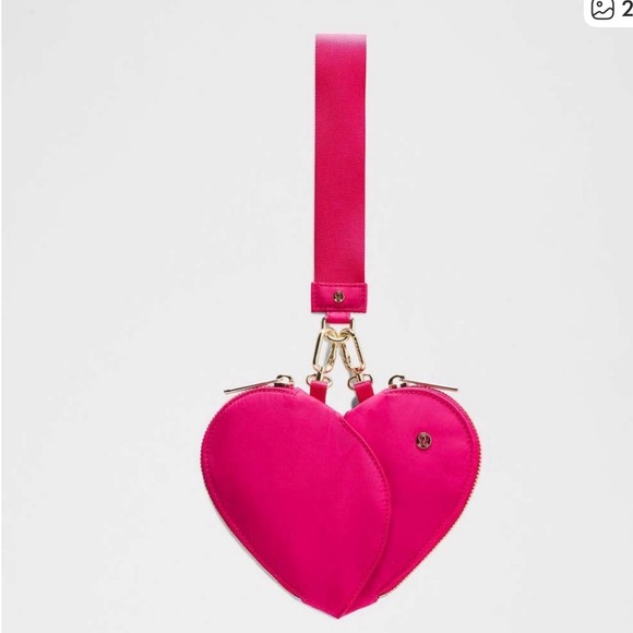 lululemon athletica Handbags - BNWT- Lululemon Double Heart Wristlet Bag in Hot Pink